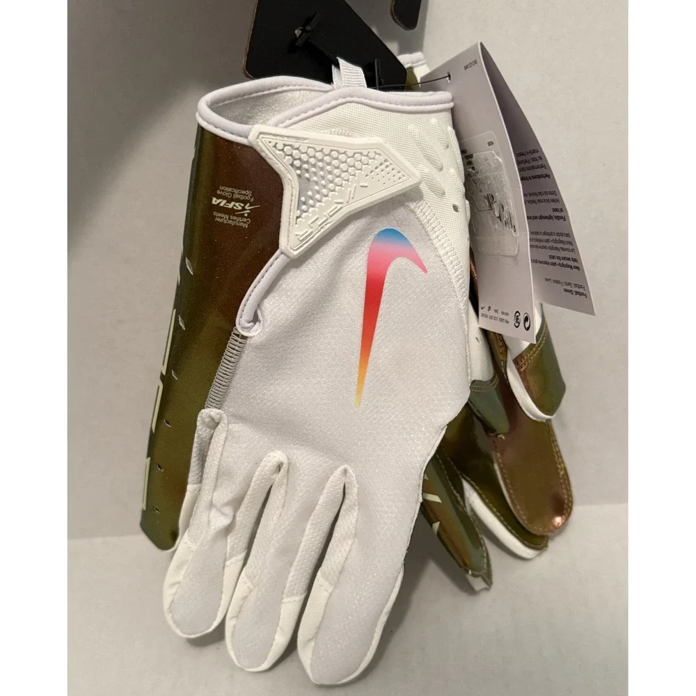 New Nike Adult Vapor Jet 7.0 Football Gloves White‎ Gold 2X-Large 129862 NFL Pro